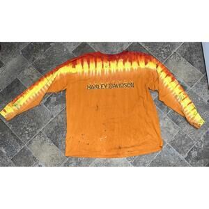 Harley Davidson flame distressed long sleeve short